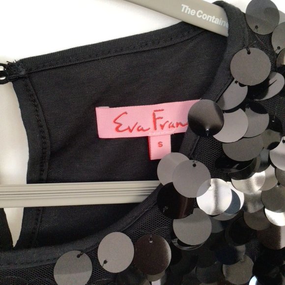 Eva Franco Black Sequin Tee Sz S - Picture 3 of 8